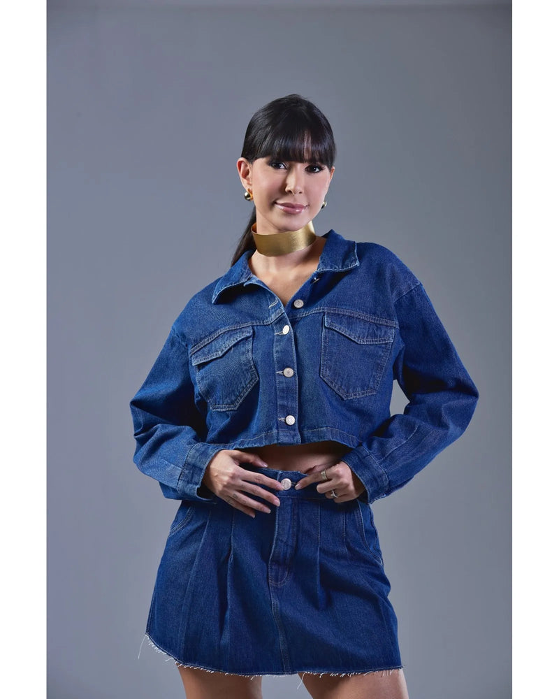 Jaqueta Jeans Cropped Por Rica De Marré Dark blue | TLF Jeans