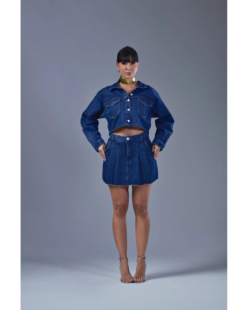 Jaqueta Jeans Cropped Por Rica De Marré Dark blue | TLF Jeans
