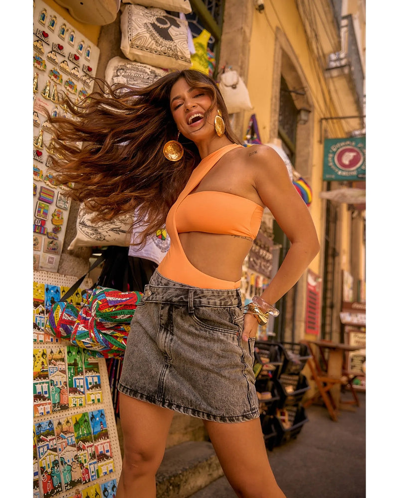 Saia Sara Cós Descolado Black Marmorizado | TLF Jeans