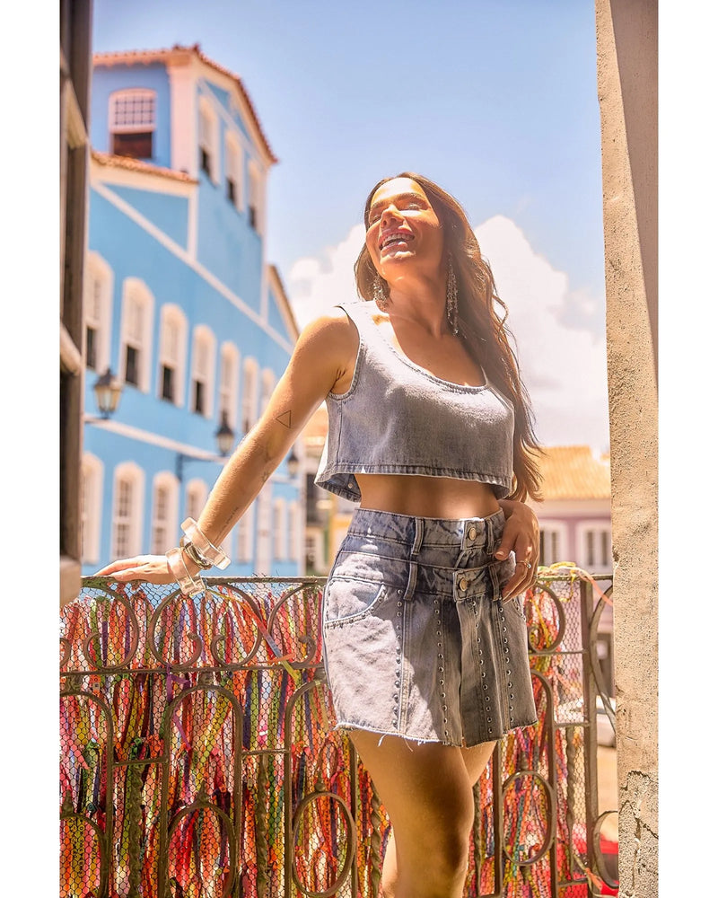 Short Saia Livia Marmorizado | TLF Jeans