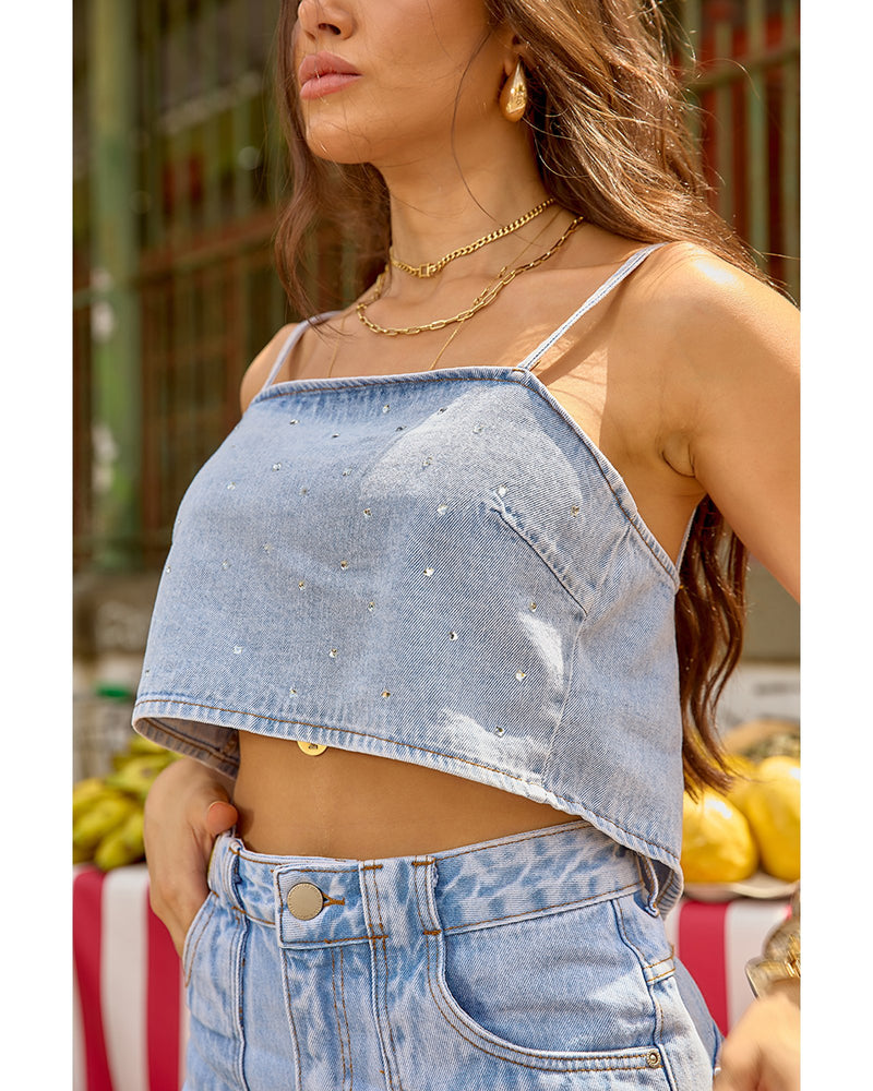 Blusa Yvi Com Brilho Azul Claro | TLF Jeans