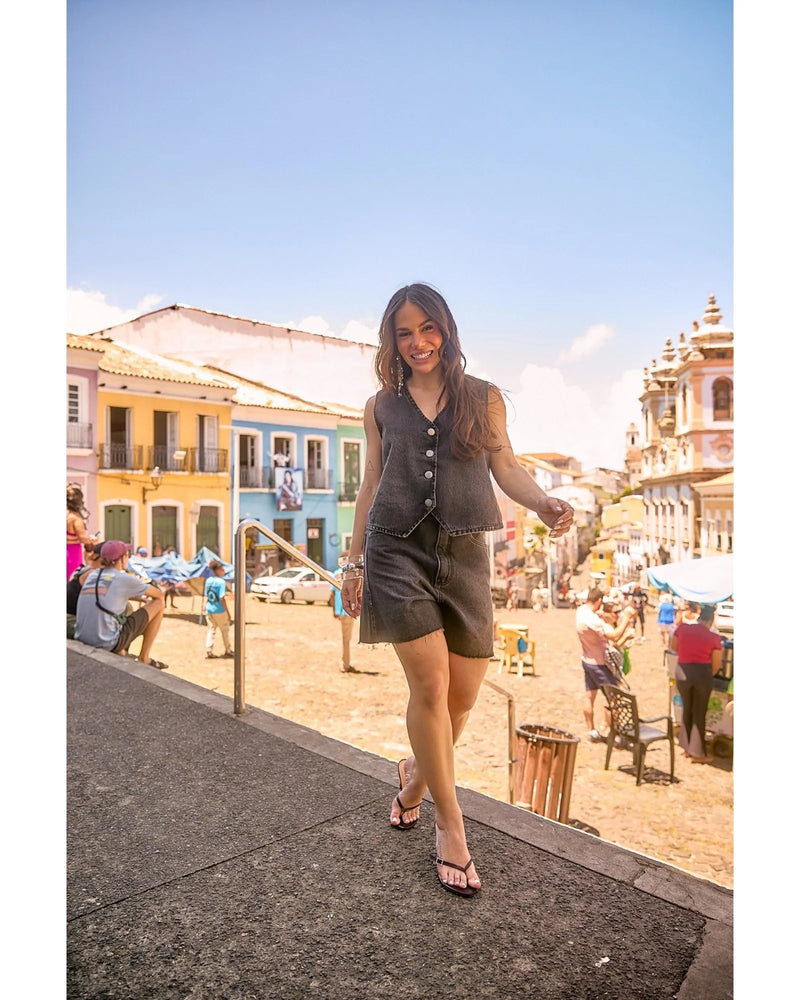 Bermuda Maju Black Estonado | TLF Jeans