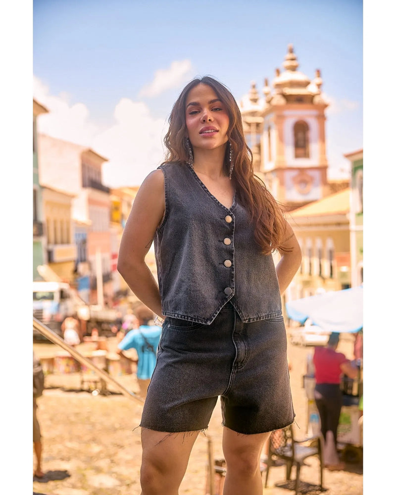 Bermuda Maju Black Estonado | TLF Jeans