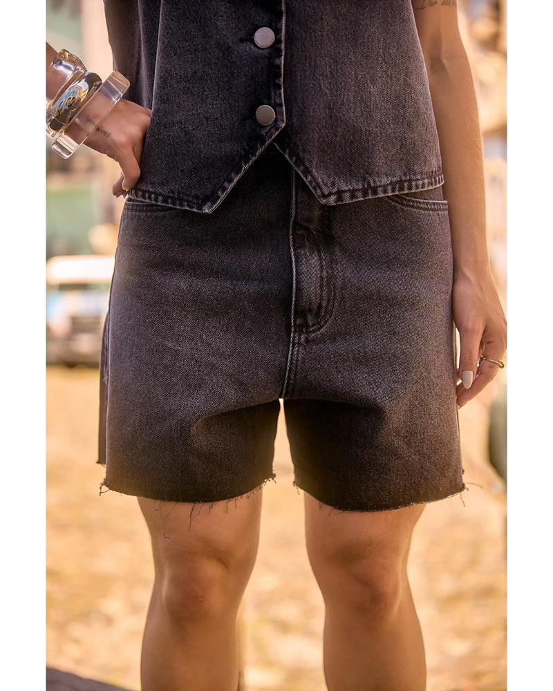 Bermuda Maju Black Estonado | TLF Jeans