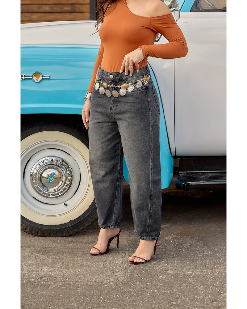 Calça Raissa Black Black Estonado | TLF Jeans