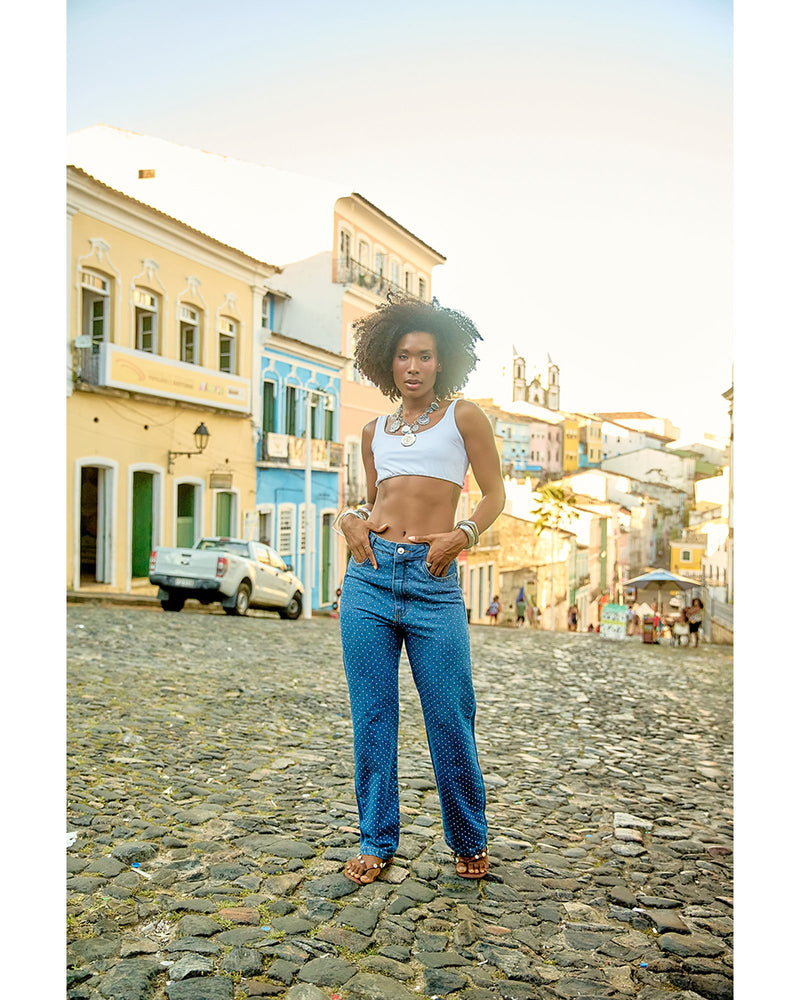 Calça Larissa Com Tachas Azul Escuro | TLF Jeans