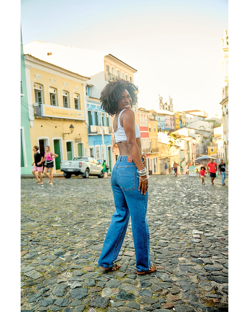 Calça Larissa Com Tachas Azul Escuro | TLF Jeans