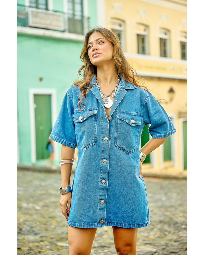 Vestido Manu Azul Médio | TLF Jeans