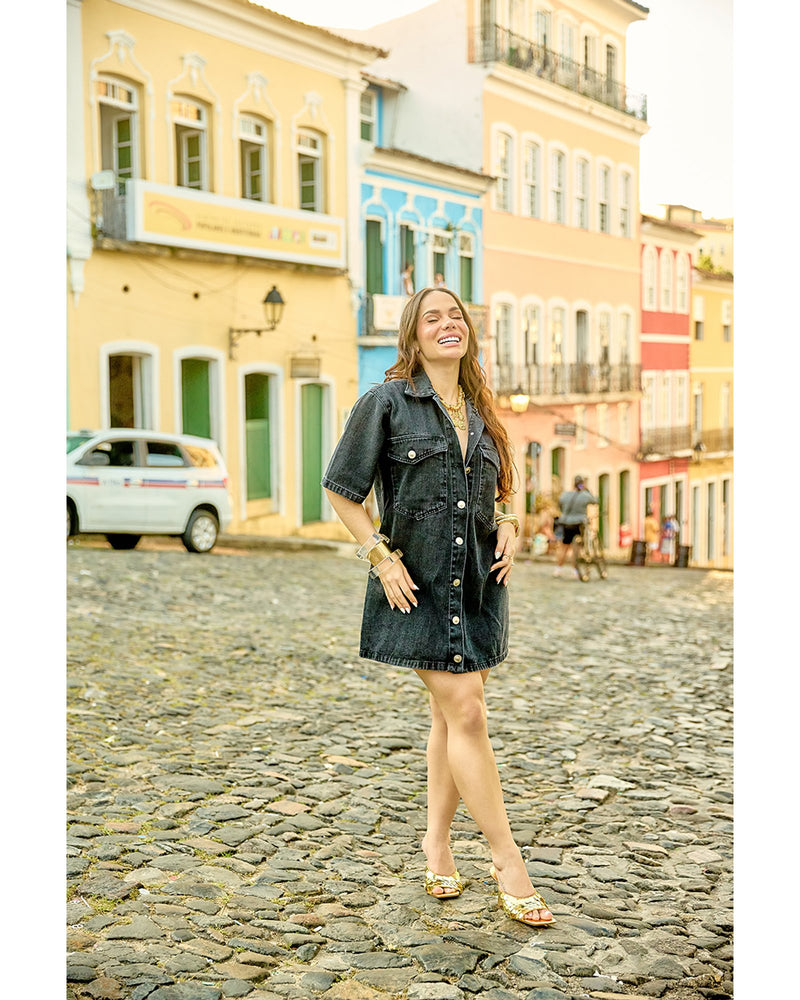 Vestido Manu Black Estonado | TLF Jeans