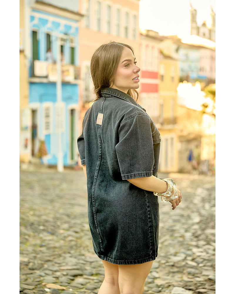Vestido Manu Black Estonado | TLF Jeans