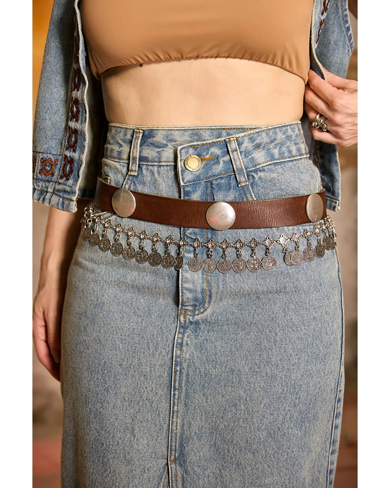 Saia Mid Tina Azul Médio | TLF Jeans
