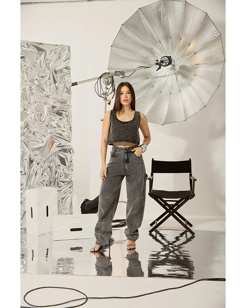Calça Thati Black Marmorizado | TLF Jeans