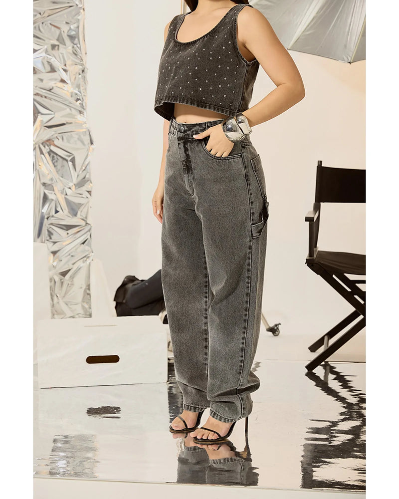 Calça Thati Black Marmorizado | TLF Jeans
