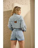 Short Antonela Com Brilho Azul Claro | TLF Jeans